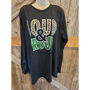 Loud and proud leopard green black metallic school pride long sleeve t shirt XL
